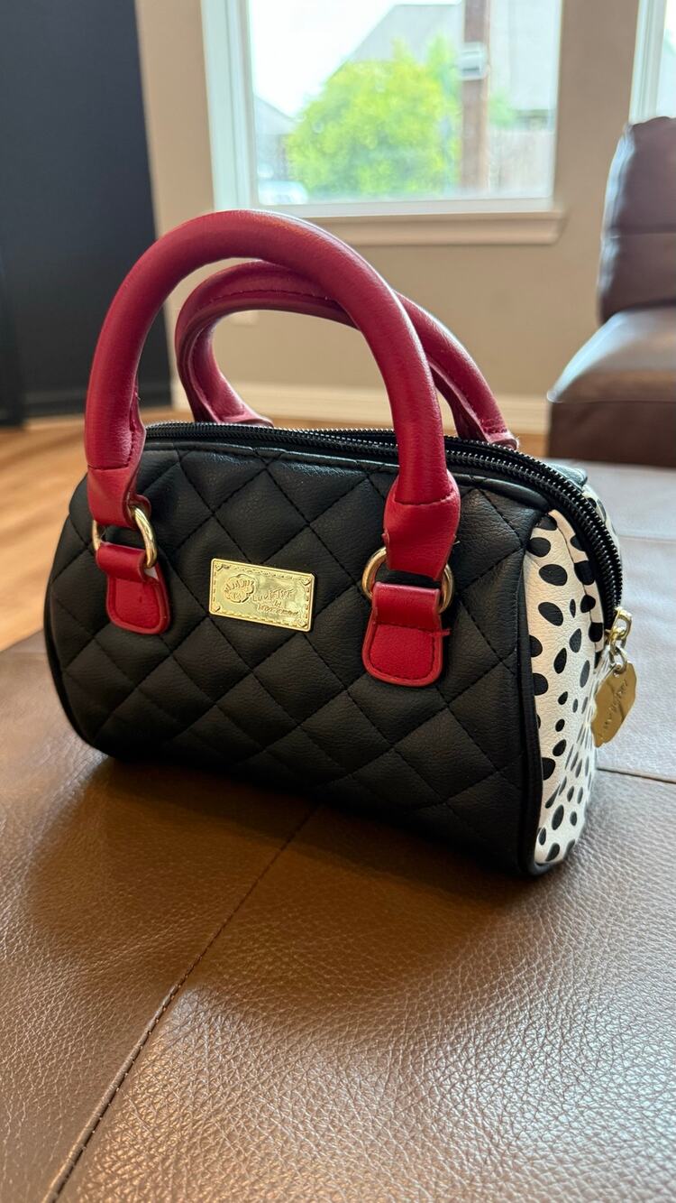 Luv Betsey by Betsey Johnson Mini Quilted Satchel Black Red Dalmatian Print